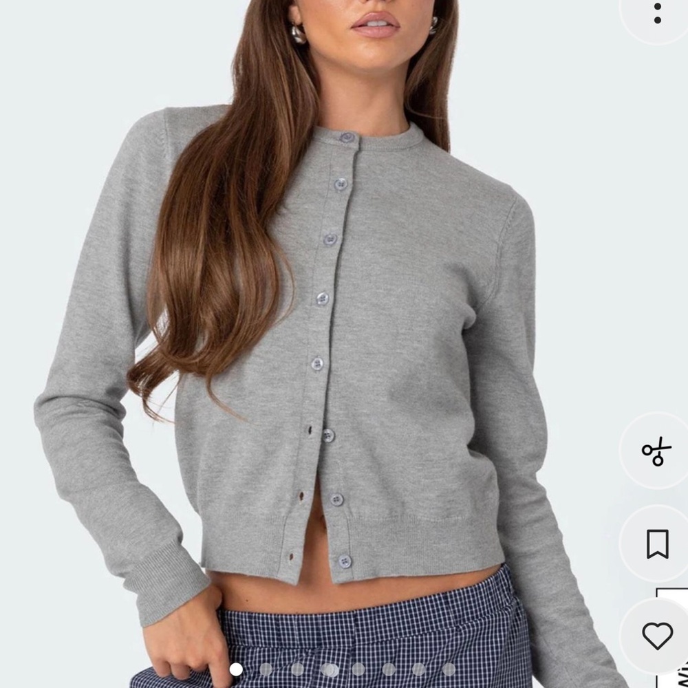 Edikted Light Gray Button-Up Cardigan